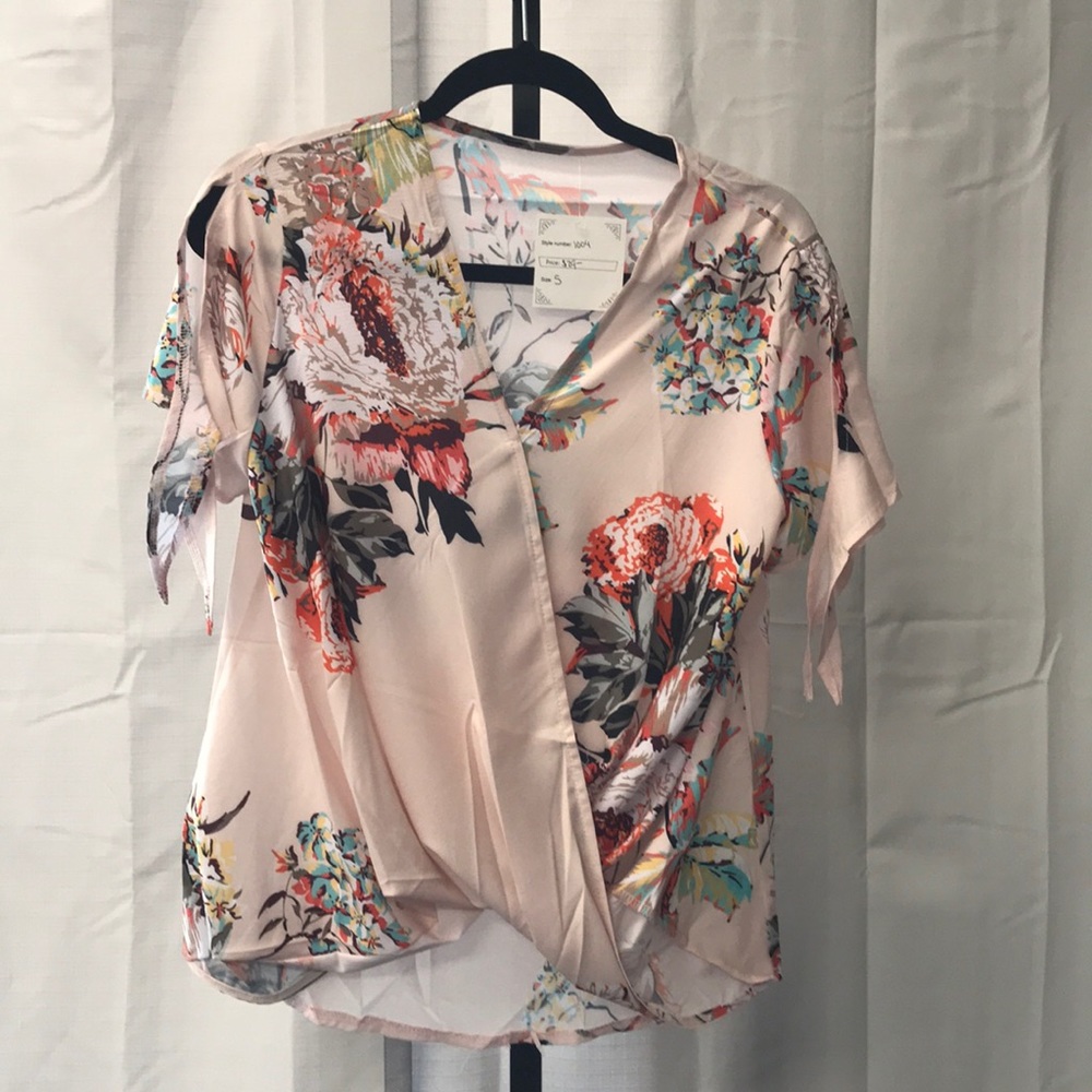V-Neck Flower Blouse